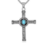 Sumpgle Europa y los Estados Unidos Retro Azul Turquesa Cruz Collar De Moda Hip Hop Con Diamantes Joyería Colgante Hombres Y Mujeres