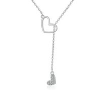 Sumpgle Gargantilla de doble corazón para mujer, cadena corta minimalista en capas, joyería de inspiración nórdica, accesorios aptos para estudiantes