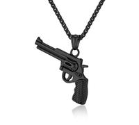 Sumpgle Hip Hop Revólver Modelo Colgante Collar Acero Inoxidable Oro/Plata/Negro Accesorios de Moda para Hombres Joyería Única