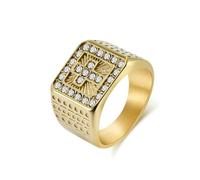 Sumpgle Hip hop-ROCK Estilo Titanio Acero 18K Anillo de Cruz Chapado en Oro Hip Hop Moda Anillo de Diamantes Completos para Hombres y Mujeres Joyería Audaz