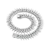 Sumpgle Juego de collar de cadena de hip hop para hombre, regalo de joyería con pinchos, 18 inch/45 cm