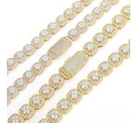 Sumpgle Juego de collar de hip hop con diseño cuadrado de cubo de hielo para hombre, joyería de moda regalo, 9 inch/22 cm