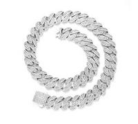 Sumpgle Juego de collar de hip hop para hombre con diamantes de imitación, 20 inch/50 cm