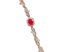 Sumpgle Juego de joyas de rubí de imitación para mujer, collar y aretes de piedra preciosa roja sangre de paloma con circonita cúbica, regalo vintage, Ring-Adjustable