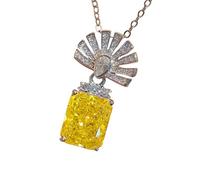 Sumpgle Juego de joyas orientales de piedras preciosas cortadas en hielo, colgante de abanico bermellón con anillo de cristal de alta claridad, aretes de escarcha rosa para mujer