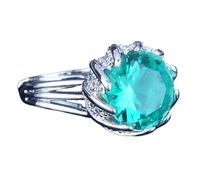 Sumpgle Lotus Design - Juego de joyas brillantes con colgante de cristal amarillo y gemas verdes, anillo de regalo para mujer, Ring-Adjustable