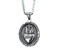 Sumpgle Sagrado Corazón de Jesús Colgante de acero inoxidable Collar religioso de acero de titanio para hombres Joyería inspirada en la fe