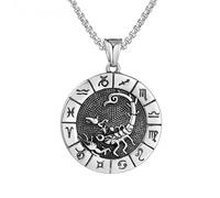 Sumpgle Signo del zodíaco Colgante de acero de titanio Nuevo collar de medallón redondo vintage Joyería única para hombre Diseño de moda astrológica