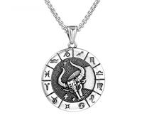 Sumpgle Signo del zodíaco Colgante de acero de titanio Nuevo collar de medallón redondo vintage Joyería única para hombre Diseño de moda astrológica