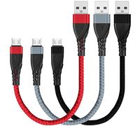 SUMPK Cable Micro USB 30cm 3 piezas, USB Corto a Micro Trenzado USB 2.0 Cable de Carga Rápida y Sincronización de Datos Compatible con Samsung Galaxy S6 S7 Edge,Moto G5,Teléfono Sony Android