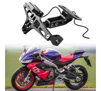 SUMRED Portamatrículas Moto Titular de Licencia con LED Luz para Aprilia RS 660 2022, Soportes de Matrícula de Motocicleta Registro Titular de La Placa de Soporte Ajustable Aluminio,1
