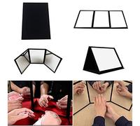 sumrica Espejo mágico de tres vías, inastillable, tapete de práctica plegable para trucos de cartas, herramienta de mago portátil con respaldo de terciopelo