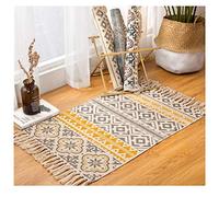 Sumshy Alfombra Étnica Bohemia de Algodón y Ropa - Vintage Con Borla de Viento para Sala de Estar, Dormitorio, Cabecera - 90x60cm