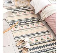 Sumshy Alfombra Étnica Bohemia de Algodón y Ropa - Vintage con Borla de Viento para Sala de Estar, Dormitorio, Cabecera - 90x60cm