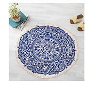 Sumshy Alfombra Redonda etnica Bohemia algodón y Ropa Alfombra Sala alfombras de habitacion de Estar Dormitorio cabecera Alfombra étnica Vintage Borla de Viento - Diametro 90CM