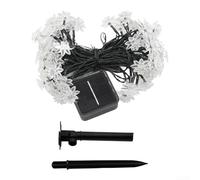 Sumsoctober 1 tira de luces LED solares en forma de flor de loto, luces decorativas 7 m, 8 modos, impermeable, iluminación al aire libre para jardín valla fiesta (Lotus-cálido)