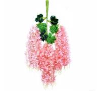 Sumsoctober 12 guirnaldas de flores artificiales de glicinia colgantes de 110 cm, decoración de fondo de boda de seda para fiestas, ceremonias, interiores y exteriores (blanco y rosa)