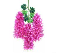 Sumsoctober 12 guirnaldas de flores artificiales de glicinia colgantes de 110 cm, decoración de telón de fondo de boda de seda para fiestas, ceremonias, interiores y exteriores (morado rojo)
