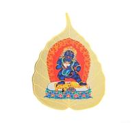 Sumsoctober Decoración de pared de metal de hoja de Bodhi de cobre con ocho guardianes budistas y deidades, adorno para el hogar, 6,5 x 4,9 cm, oro (3 dios del dinero negro)