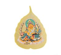 Sumsoctober Decoración de pared de metal de hoja de Bodhi de cobre con ocho guardianes budistas y deidades, adorno para el hogar, 6,5 x 4,9 cm, oro (1 El Dios del dinero)