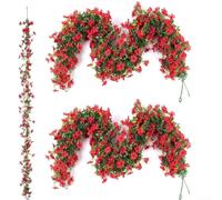 Sumsoctober Guirnalda de flores artificiales, paquete de 2 unidades de vid floral sintética de 6 pies con margaritas e hiedra, vegetación colgante realista para boda, fiesta, escalera, arco