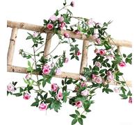 Sumsoctober Guirnalda de imitación de vid de ratán artificial de 175 cm, decoración de boda, hogar, jardín, patio, plástico, flexible, decoración colgante para interiores y exteriores, eventos (rosado
