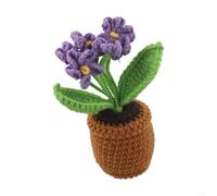 Sumsoctober Mini maceta de ganchillo de punto Forget-Me-Not hecha a mano, decoración de escritorio de flores de larga duración, alternativa a plantas para sala de estar, dormitorio, oficina (morado)