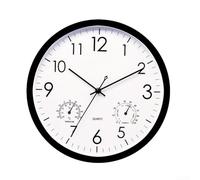 Sumsoctober Reloj para exteriores con temperatura y humedad, 12 pulgadas, funciona con pilas, resistente al agua