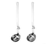 Sumsoctober Separador de grasa de acero inoxidable y juego de cuchara de sopa, separación de aceite sin esfuerzo y fácil limpieza con colgante en el lado de la olla