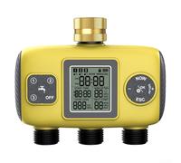 Sumsoctober Temporizador de agua automático con 3 salidas para riego de jardín, controlador de riego programable, funciona con pilas, temporizador de aspersor de metal ABS para exteriores para macetas