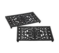 SUMTree 2 salvamanteles de hierro fundido resistentes y rectangulares, salvamanteles decorativos para ollas calientes para encimeras de cocina o comedor, 24,5 x 16,5 x 1,6 cm (negro)