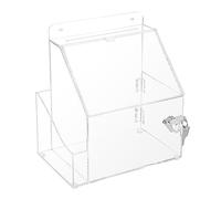 SUMtree Caja de donación montable de acrílico transparente con cerradura y soporte para letreros, caja de caridad con cerradura para sugerencias de promociones y más
