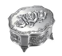 SUMTree Vintage Music Box Musical Jewelry Box Metall Keepsake Box Silber Schmuckbox Antike Spieldose Schmuckkästen für Ring Armband Ohrringe Damen Herren Geschenk Geburtstag Valentinstag Weihnachten