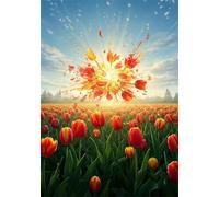 Sun 120 Piece Jigsaw Puzzles for Adults, Colourful, Challenging & Brainteasing Adult Puzzles 120 Pieces Red Tulips, Fun jigsaws for The Whole Family 10x8 Inch