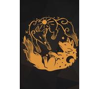Sun and Moon Golden Wolves Notebook: Celestial Moon Phases artwork cover, Blank Lined Journal (College Ruled Paper) 120 Pages for drawing and writing