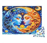 Sun and Moon Jigsaw Puzzles for Adults Blue Orange Face Art Educational Games for The Whole Family Women 70x50cm 1000pcs