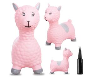 sun baby Animale Gonfiabile Che Salta, Giocattolo di 1 Anno, Saltarello per Bambini, Design ergonomico, Cavallo Giocattolo, Pompa Manuale Inclusa (Alpaca Rosa)