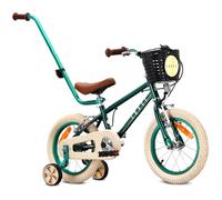 sun baby Bicicleta Infantil 14 Pulgadas Lovel, Niño 3-5 Años, Máx 50 kg - Bicicleta para niños, Ruedas Laterales, Cesta, Timbre, Protector de Cadena, Manillar - Verde Oscuro