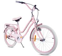 sun baby Bicicleta para niñas Heart Bike, tamaño de Rueda 20 Pulgadas, de 6 a 10 años, de Altura Ajustable, Freno v-Brake, Cremallera (Silver Moon - Rosa)