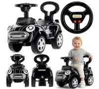 sun baby Coche de Empuje Go Go Fassion, Coche para Niños a Partir de 1 año, Efectos de Sonido, Asiento y Ruedas de plástico, protección antivuelco (Negro)