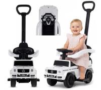 sun baby Coche de Empuje Mercedes Benz G con Licencia, Coche para Niños a Partir de 1 año, Volante con Sonido, Asiento y Ruedas de plástico, Barra de Empuje (Blanco)