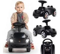 sun baby Correpasillos para niños Desde 18 Meses - Porsche Carrera GT - Volante con Botones, Faros, Pegatinas realistas, hasta 30 kg, Negro