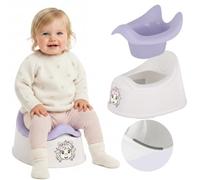 sun baby Orinal para niños 18-36 meses, patas antideslizantes, respaldo ergonómico, recipiente extraíble, plástico resistente, hasta 15 kg (Blanco-Morado + Pegatina Unicornio)