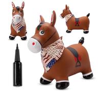 SUN BABY Saltador Hinchable para Niños hasta 45 Kg sin BPA, de 1 año, Pelotas saltarinas para niños (Caballo marrón con Bandana)