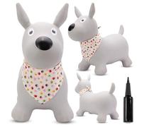 SUN BABY Saltador Hinchable para Niños hasta 45 Kg sin BPA, de 1 año, Pelotas saltarinas para niños (Perro Gris con Bandana 2)