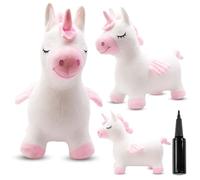 SUN BABY Saltador Hinchable para Niños hasta 45 Kg sin BPA, de 1 año, Pelotas saltarinas para niños (Unicornio Blanco-Rosa con alas)