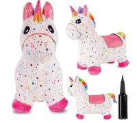 SUN BABY Saltador Hinchable para Niños hasta 45 Kg sin BPA, de 1 año, Pelotas saltarinas para niños (Unicornio Blanco con Estrellas)