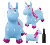 SUN BABY Saltador Hinchable para Niños hasta 45 Kg sin BPA, de 1 año, Pelotas saltarinas para niños (Unicornio Azul con Cuerno Blanco)