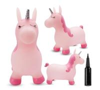 SUN BABY Saltador Hinchable para Niños hasta 45 Kg sin BPA, de 1 año, Pelotas saltarinas para niños (Unicornio Rosa con Cuerno Plateado)