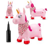 SUN BABY Saltador Hinchable para Niños hasta 45 Kg sin BPA, de 1 año, Pelotas saltarinas para niños (Unicornio Rosa con Cuerno Dorado)